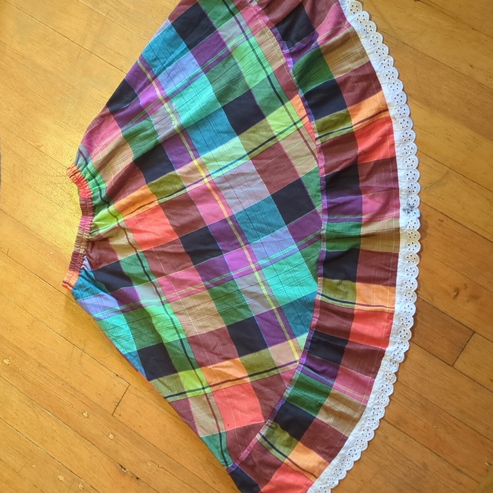 Vintage rainbow plaid gingham skirt